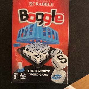 Hasbro Boggle Word Game - Red Box with Blue Tray and White Dice. New!